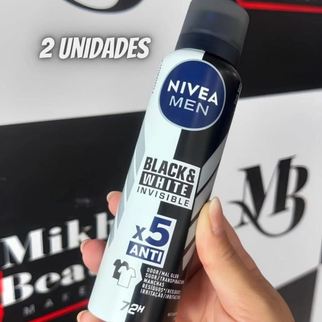 Kit NIVEA Desodorante Aerosol Men Black&White Invisible - 2 unidades
