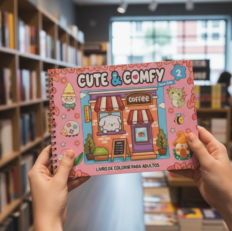 Cute & Comfy Super Extra - Livro de Colorir Adulto - Capa Dura Holográfica