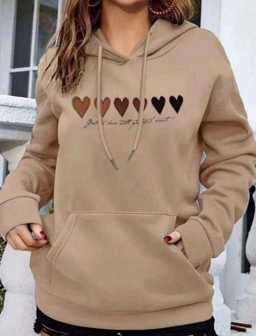 Moletom Corações Feminino Tumblr Casaco Capuz Premium Algodão