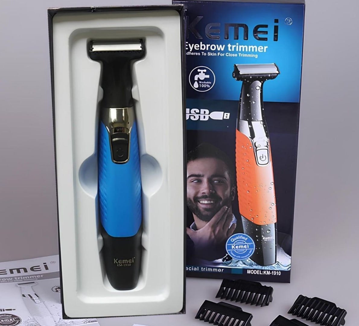 Kemei Barbeador Eletrico 1910 Removedor Pelos Intimo Mas Fem Azul