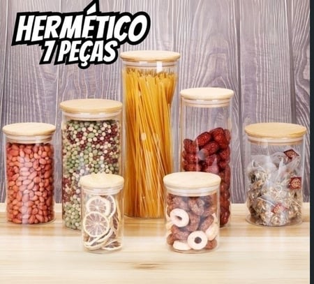 Jogo de Potes de Vidro Hermético Brinox com Tampa Redondo Ekko 7 Peças