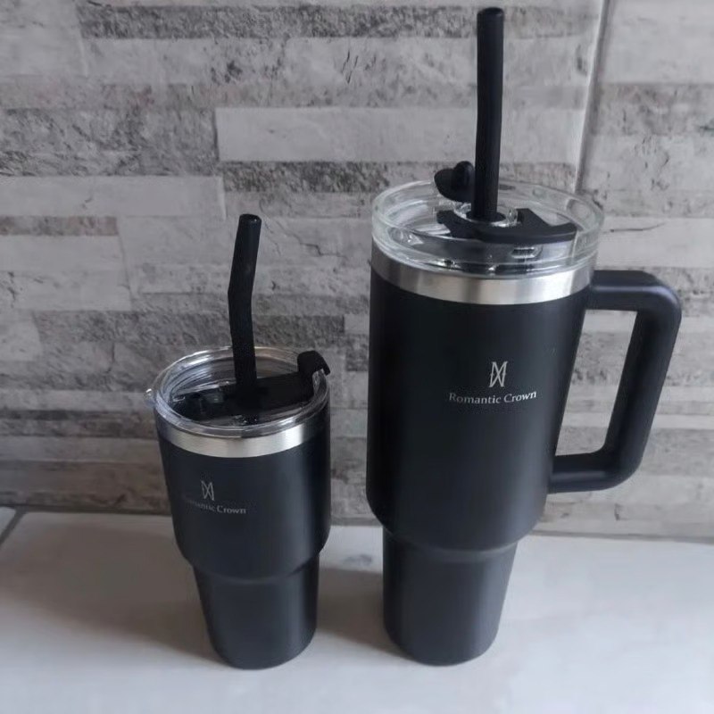 🤓Kit Copo Térmico 1.2l+600ml Garrafa Inox Com Tampa E Canudo