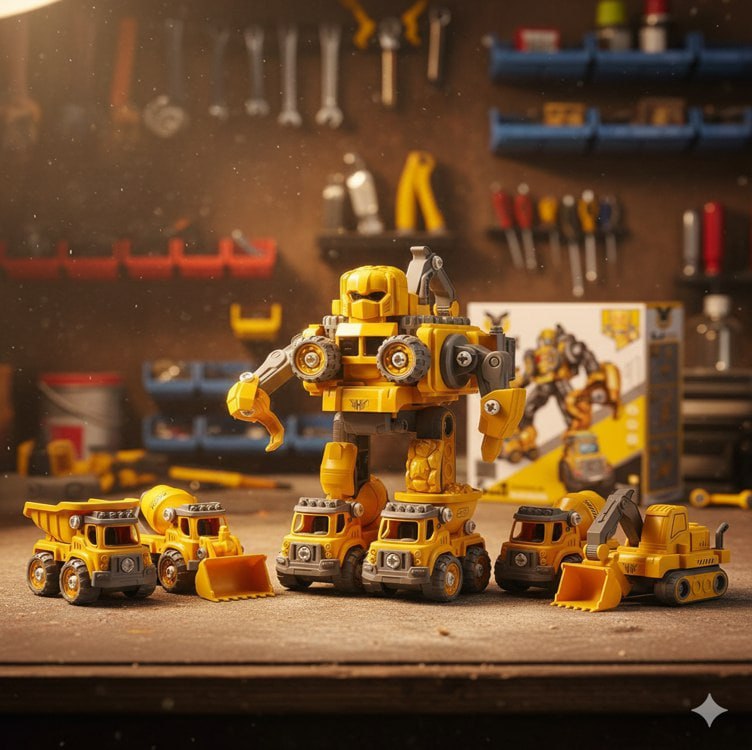 Robô Carrinho Brinquedo 5 Em 1 Construbots Monta E Desmonta Educativo Infantil Com Ferrame...