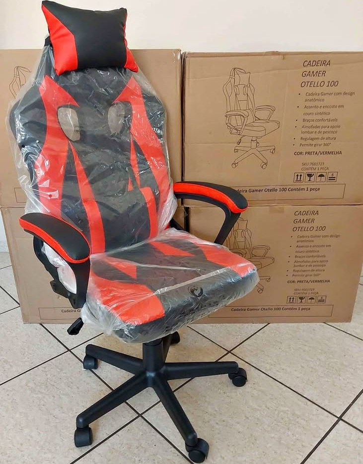 Cadeira Gamer Otello suporta até 120kg - Preto e Vermelho