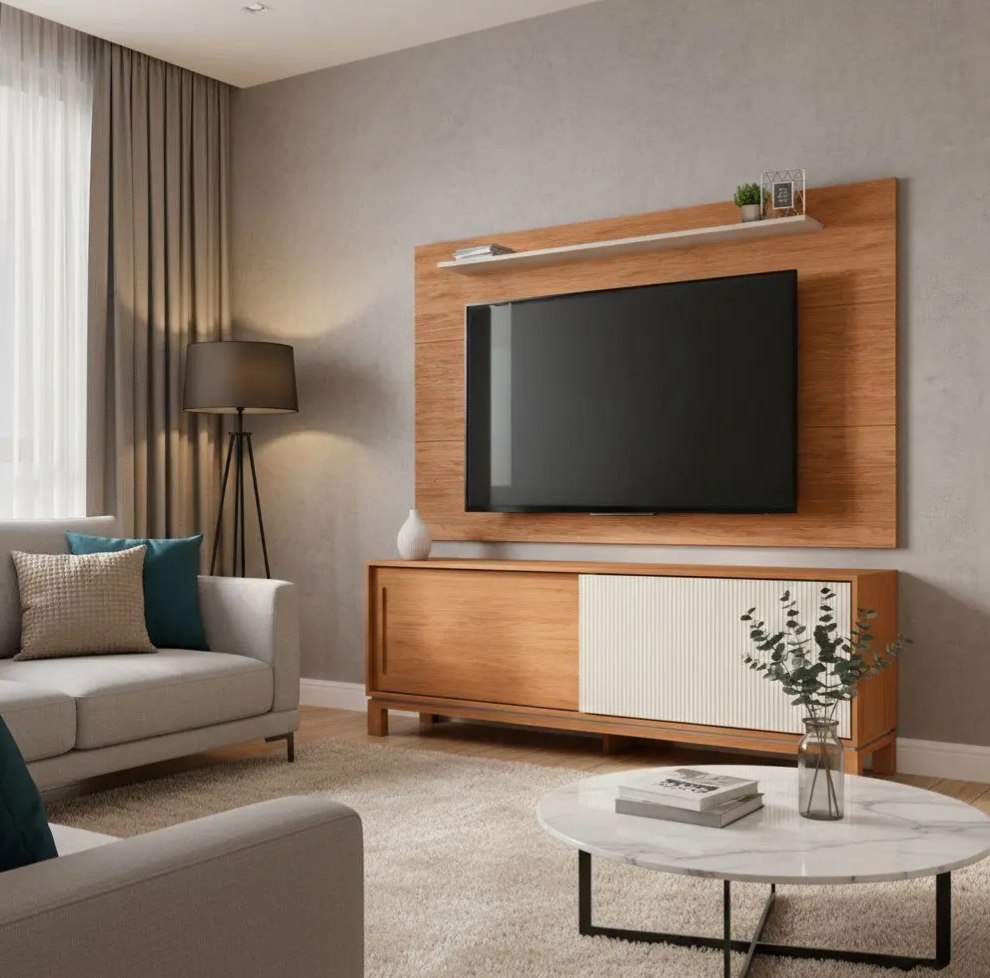Rack para TV Ate 65” com Painel Suspenso 2 Portas Caemmun Flor