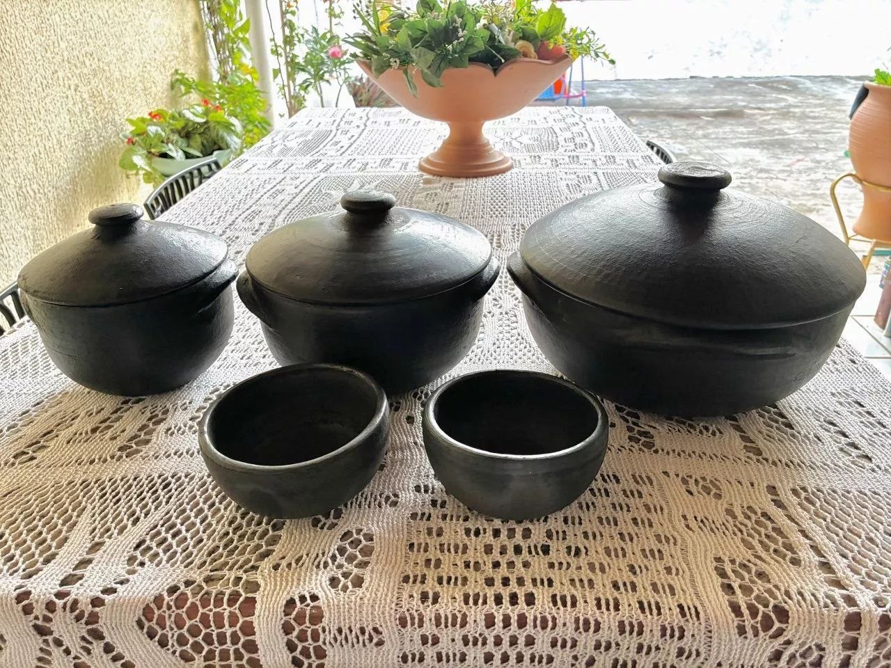 Kit Panelas de Barro Capixaba P, M e G (1L, 2L e 5L) + 2 Cumbucas | Original com Garantia