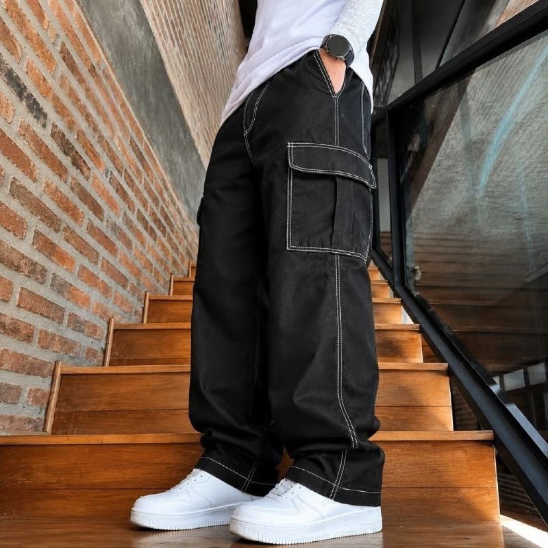 Calça Cargo Masculina Básica Sarja 100% Algodão