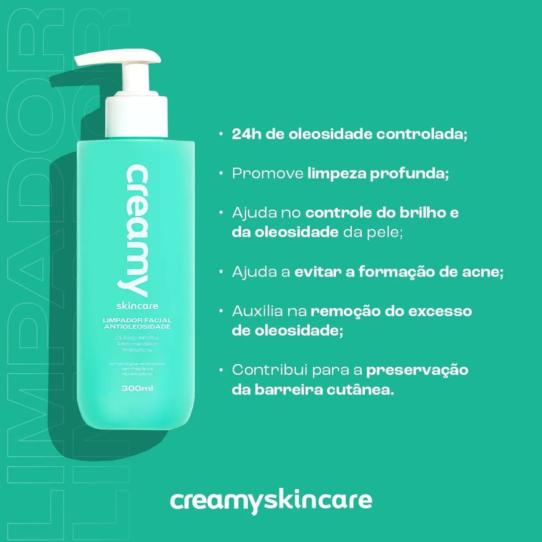 Limpador Facial Antioleosidade Creamy Skincare 300ml Normal A Oleosa Dia/noite