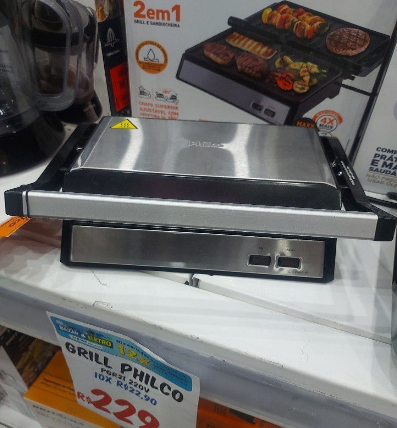 Sanduicheira Grill Philco 2 em 1 Maxx Clean1000W Antiaderente c/ Coletor de gordura - 110v...
