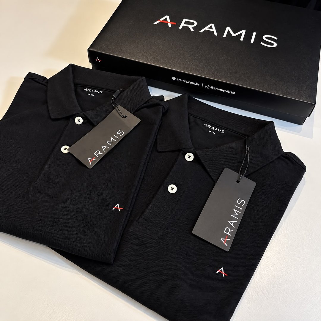 Camiseta Polo Aramis Basic Piquet Masculina Preta - Tam. P/M/G