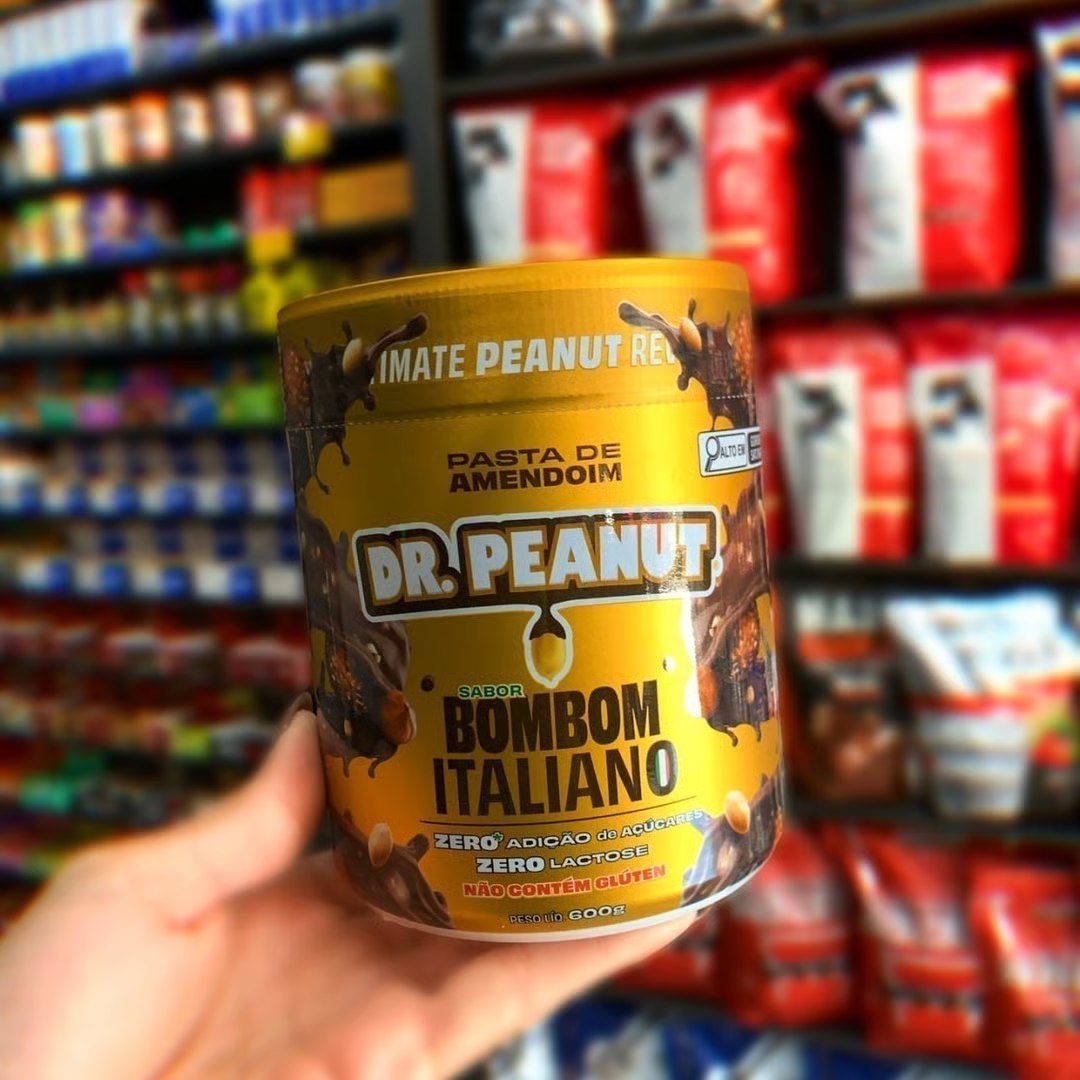 🤓Pasta de Amendoim Dr. Peanut Gourmet com Whey Protein Sabor Bombom Italiano 600g