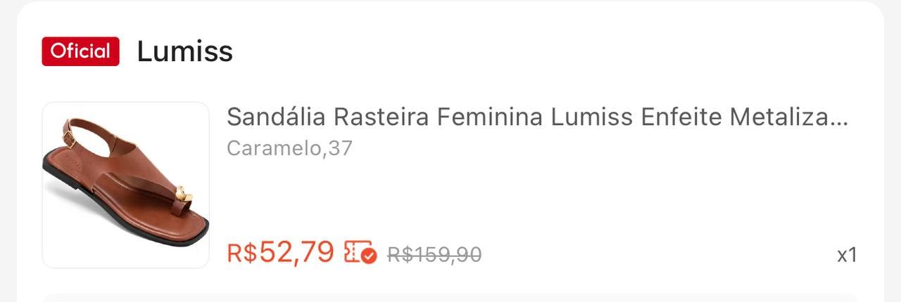 Sandália Rasteira Feminina Lumiss Enfeite Metalizado Confortável