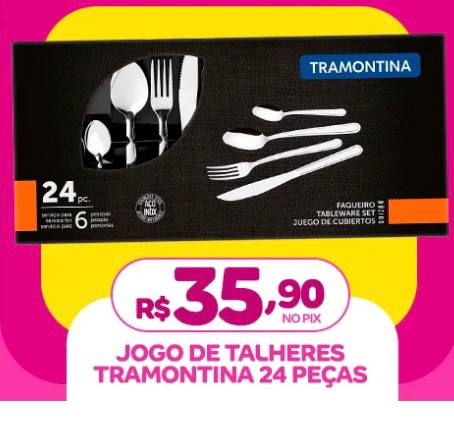 Jogo De Talheres Tramontina Colher Faca Garfo 24 Peças Búzios Inox Tramontina