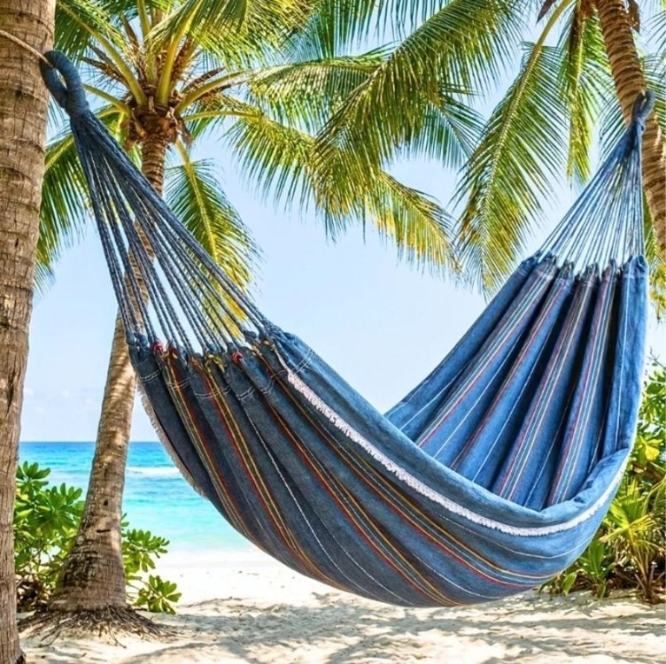 Cwx Rede De Dormir Solteiro Algodão Cinza Listras 3.1m Suporta 120kg Cinza Com Listras