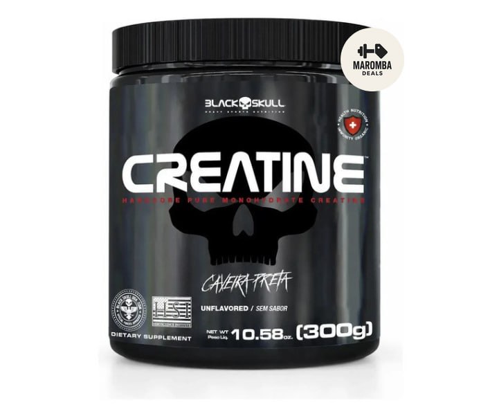Creatina Monohidratada Black Skull 300g Sem Sabor