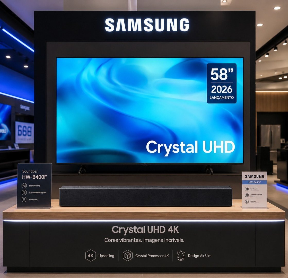 Combo Smart TV 58" Samsung Crystal UHD 4K 2026 + Soundbar Samsung HW-B400F