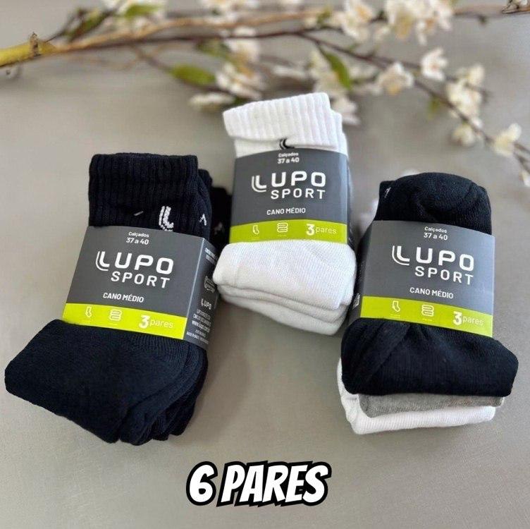 Kit 6 Pares Meias Lupo Cano Médio Esportivas Academia
