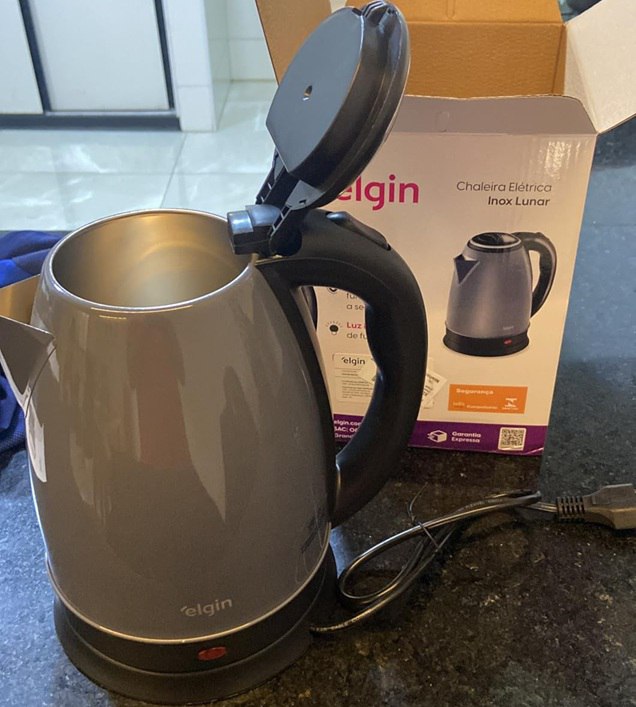 Chaleira Elétrica Inox Elgin Jarra sem Fio 2 Litros Desligamento Automático Cinza Lunar - ...