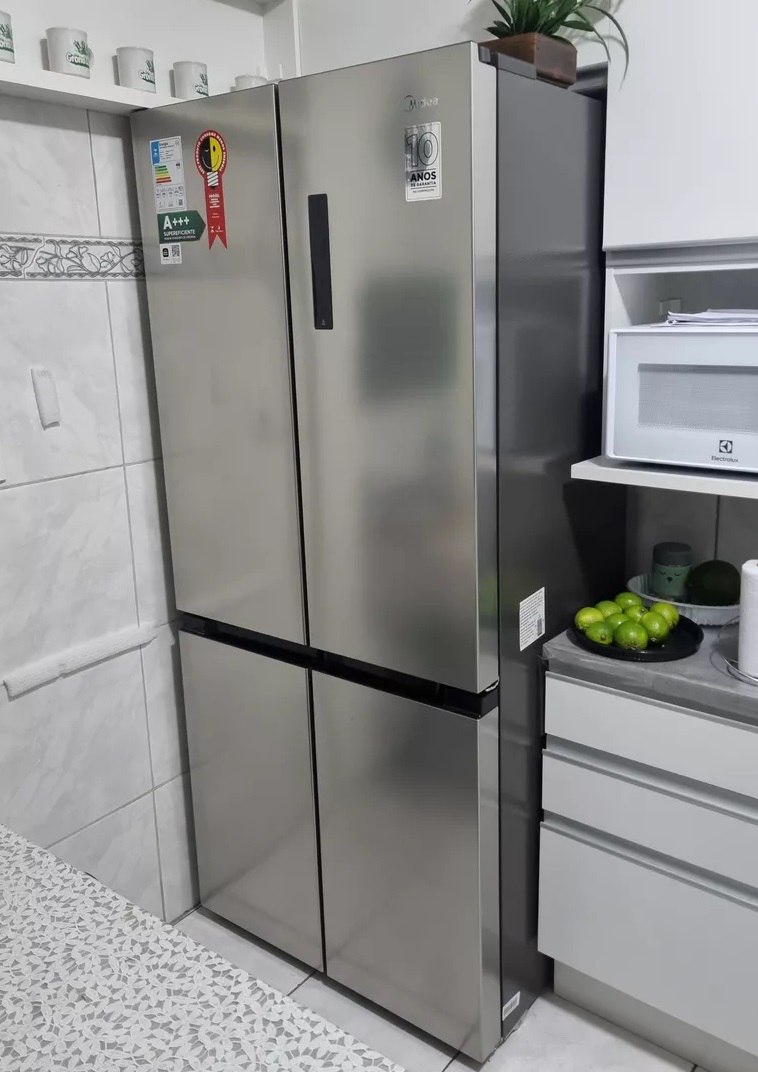Geladeira Frost Free 4p 474l Inverter Smart Cor Inox Midea Cor Prateado