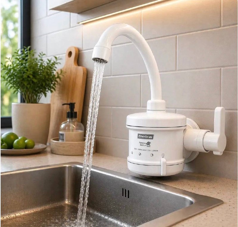 Torneira Elétrica Parede 4 Temperaturas 4800w Enerbras Branca Branco 50/60hz