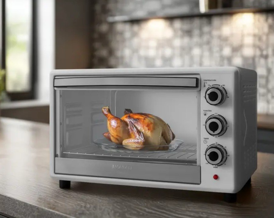 Forno Elétrico de Bancada Mondial Multifuncional 42L Branco e Prata Grand Family II FRN-42-W
