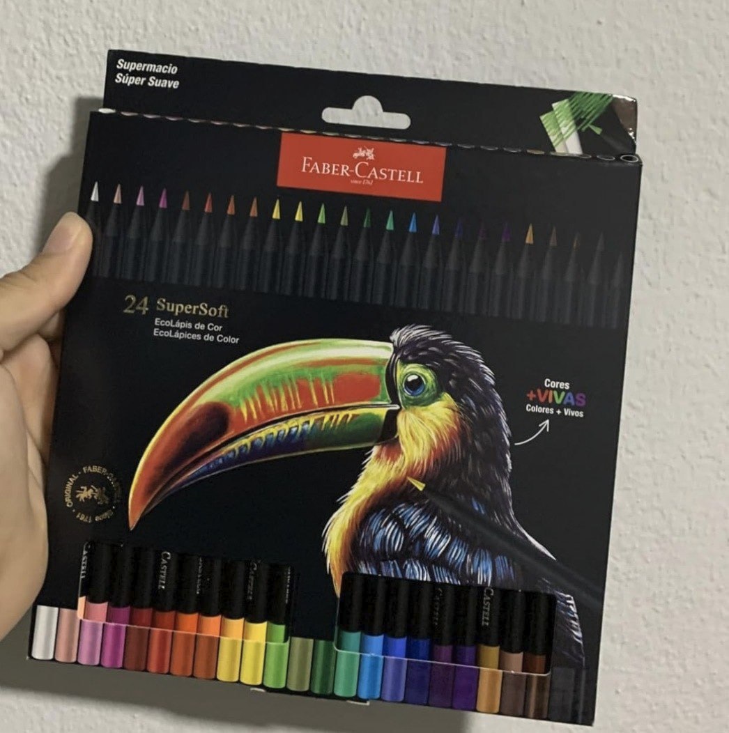 Faber-Castell Lápis De Cor Supersoft com 24 Cores - Ecolápis super mácio com cores mais vi...