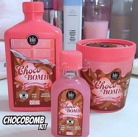 Lola Cosmetics Chocobomb Kit - Óleo + Máscara + Shampoo para Todos os Tipos de Cabelo