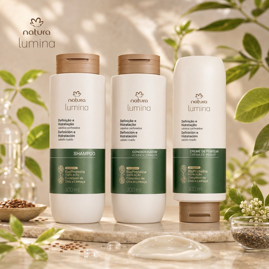 Kit Lumina Cacheados Shampoo, Condicionador e Creme para Pentear (3 produtos)