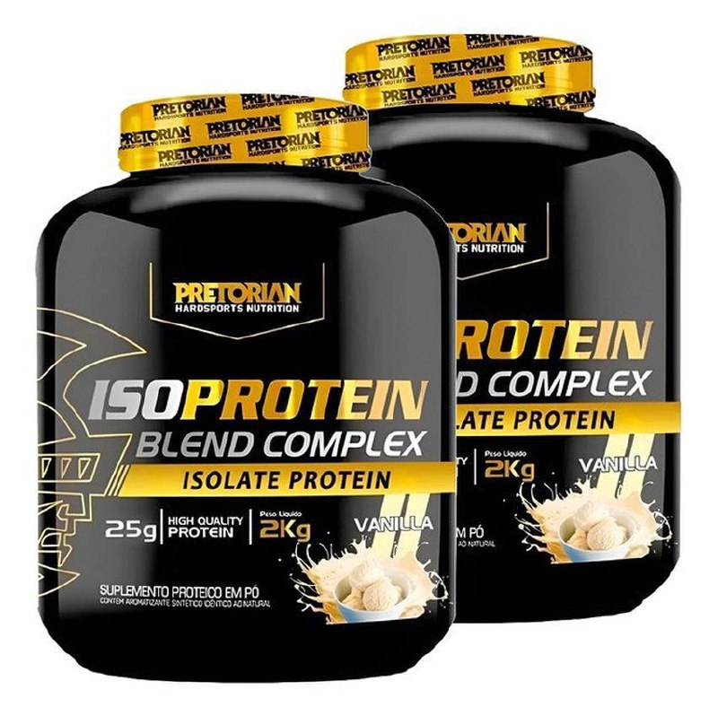 Kit 2 Suplemento Whey Protein Isolado Iso Protein Blend Complex 2kg Pretorian