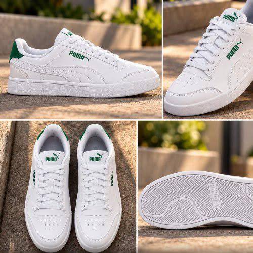 Tênis Masculino E Feminino Shuffle Puma Puma White-vapor Gray-archive Green Liso