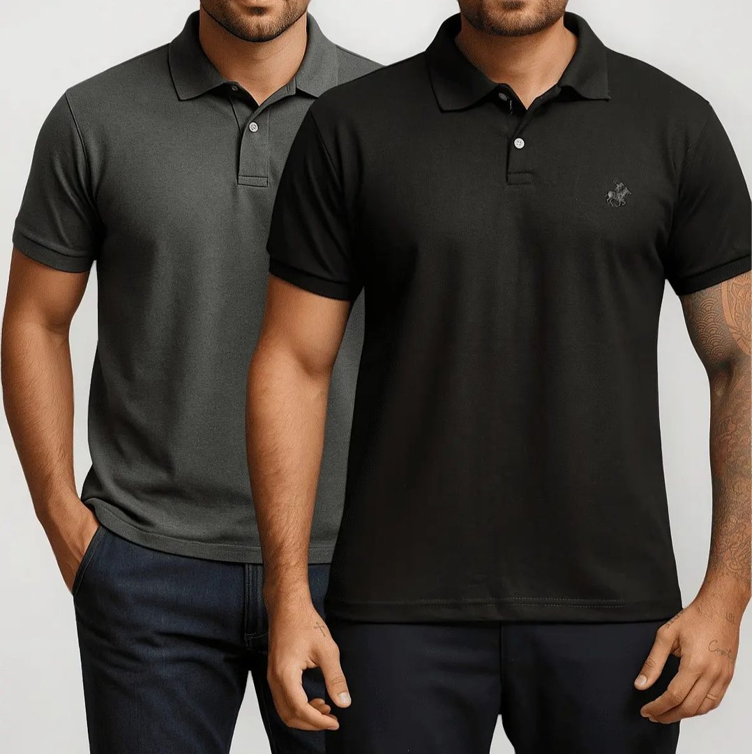 Kit 2 Camisa MadaMaya Polo Piquet Casual Premium Masculina - Tam. P ao GG