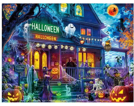 Chalzidar Quebra-cabeça de villa de Halloween para adultos 1000 peças, interloque perfeita...