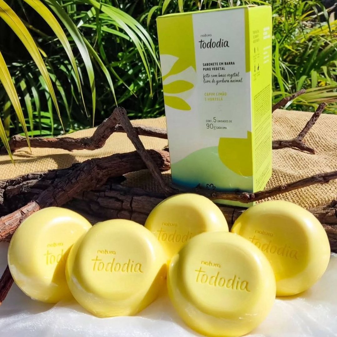 Sabonete Natura Tododia Limão Siciliano E Flor De Gardênias Em Barra 5 Unidades 90g Cada