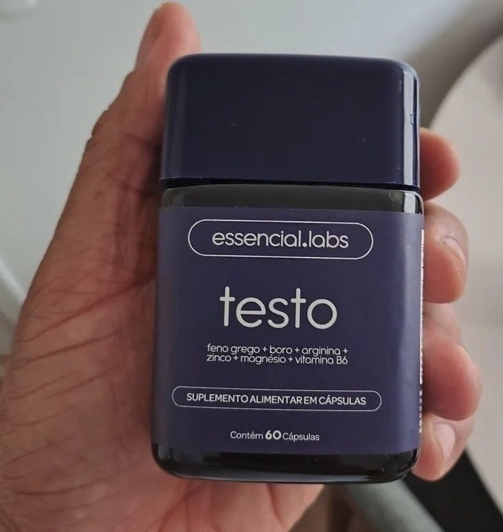 TESTO ESSENCIAL - Fórmula Exclusiva com Feno Grego + Boro + Arginina + ZMA + Vitamina B6 - 60 cápsulas