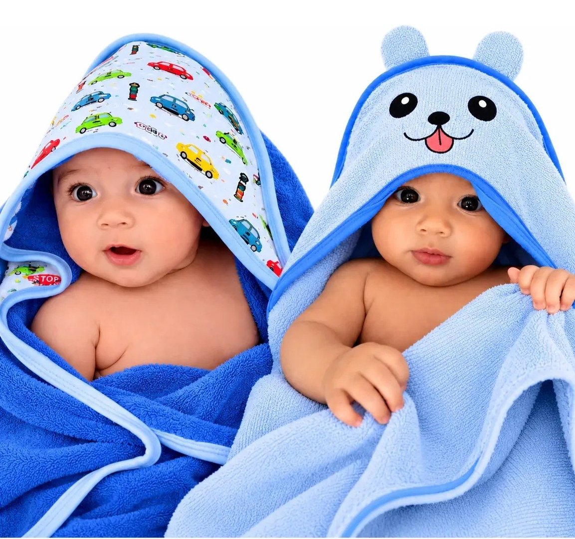 Kit 2 Toalhas De Banho Bebê Com Capuz E Orelhinha Infantil - Rosa ou Azul