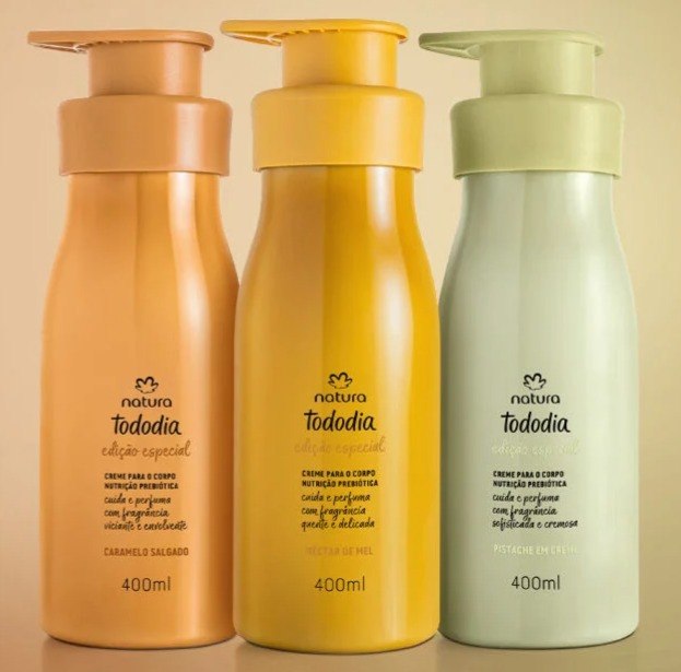 Kit Tododia Creme Desodorante Nutritivo para o Corpo Pistache, Caramelo Salgado e Néctar de Mel 3 produtos de 400 ml