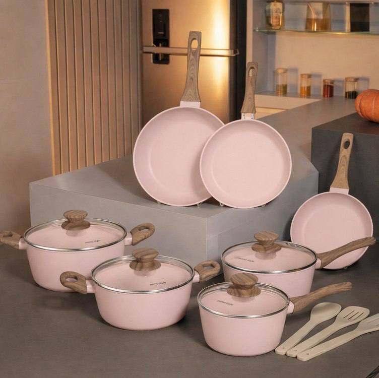 Jogo De Panelas Em Cerâmica 10 Peças Antiaderentes Indução Style Cook Mimo Style Quartz