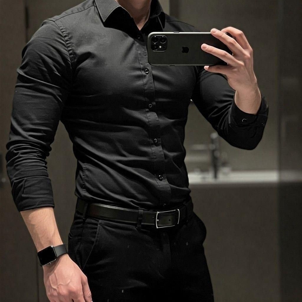 Camisa Social Manga Longa Slim Fit Masculina Clássica