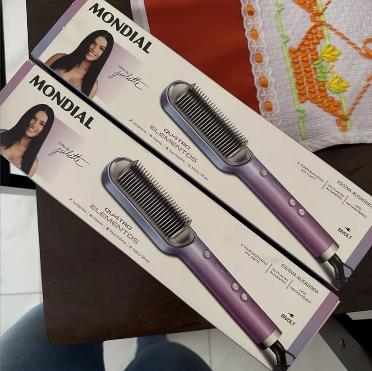 MONDIAL Escova Alisadora By Juliette, Azul/Rosa, Bivolt - EA-JU-03