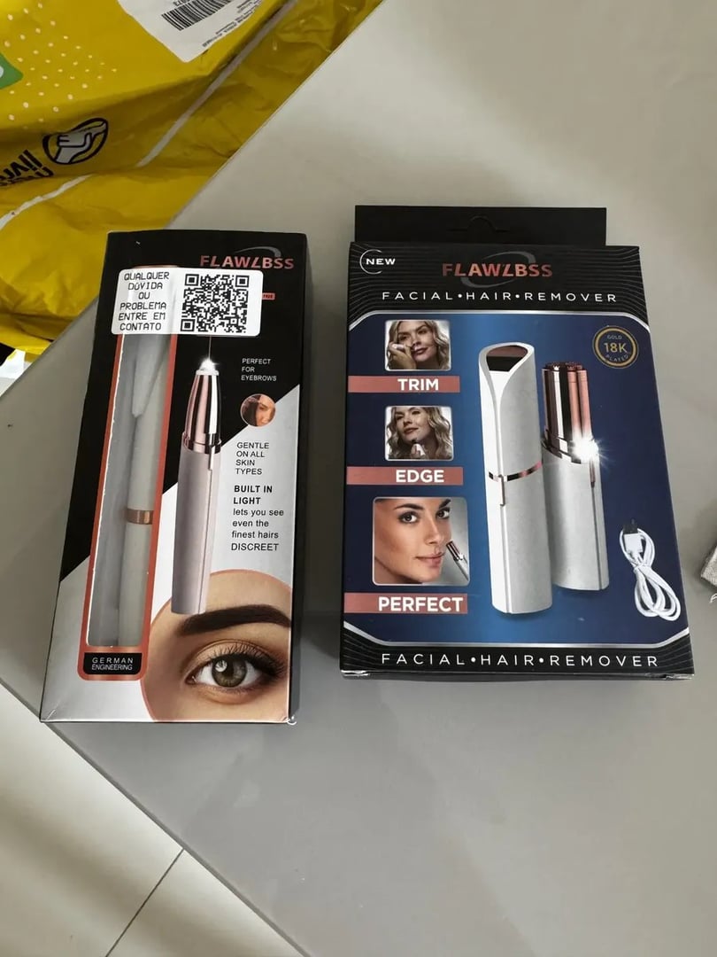 Kit Caneta Depiladora Sobrancelha + Batom Depilador Facial eletrico recarregavel - CROWLEY