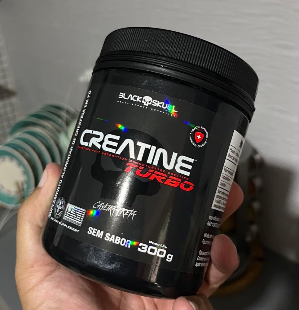 Creatine Turbo – sem sabor - Pote 300g - Black Skull - Suplementação para Treino, Performa...