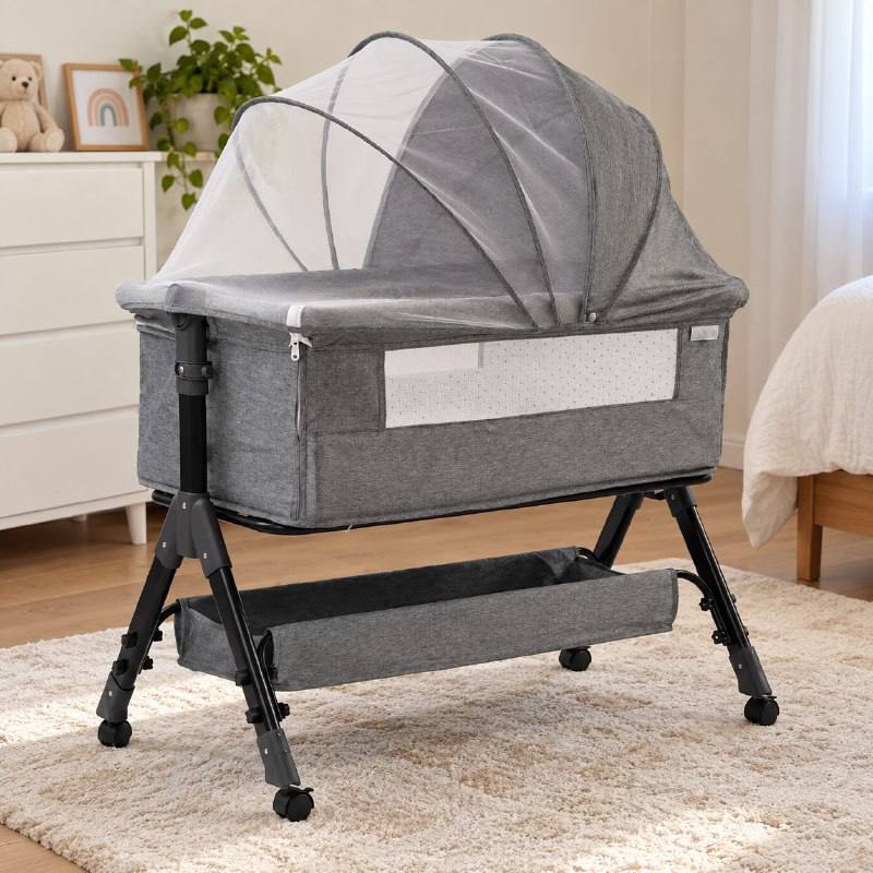 Berço Portátil Funcional Maxy Baby Cinza Belle Cinza