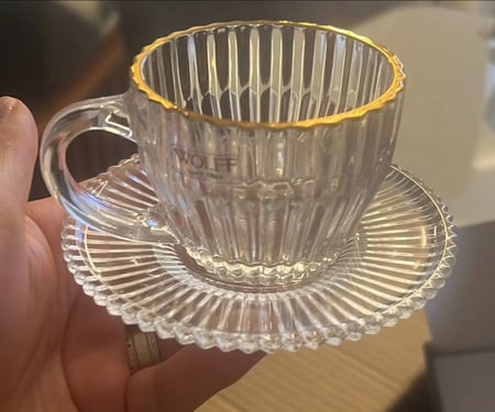 4 Xícaras de Café Wolff Imperatriz de Cristal Fio de Ouro