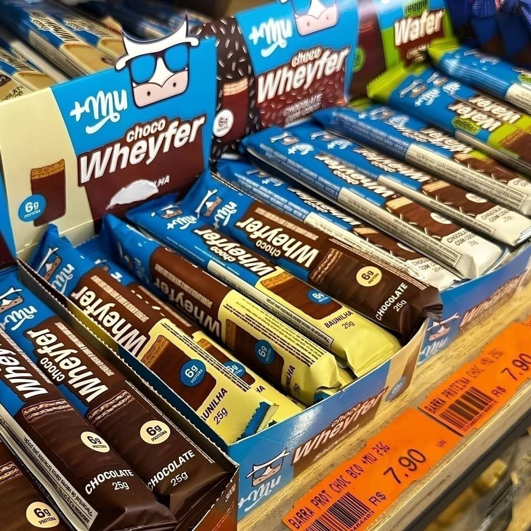 Chocowheyfer, Mais Mu, Wafer Proteico Sabor Chocolate e Avelã, 6g de Proteína, Zero Açúcar...