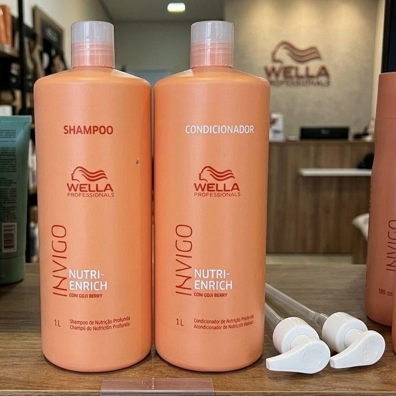 Kit Wella Professionals Invigo Nutri-Enrich Shampoo 1000ml + Condicionador 1000ml c/ Válvu...