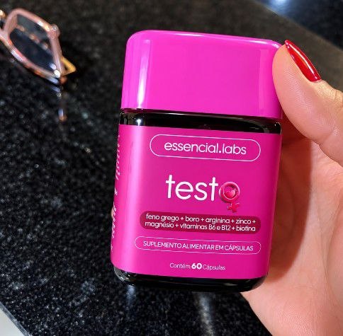 TESTO ESSENCIAL para MULHERES - Fórmula Exclusiva com Feno Grego + Boro + Arginina + ZMA + Biotina + Vitaminas B6 e B12 - 60 Cápsulas