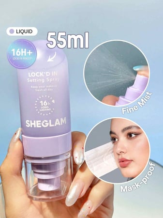 SHEGLAM Spray Fixador Lock'D In Efeito Matificante Secagem RáPida Spray Fixador De Maquiag...