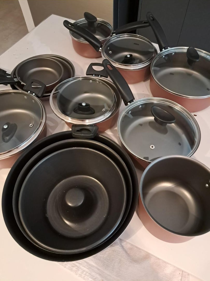 🤓Jogo Conjunto Panelas Antiaderente 13 Peças Rose