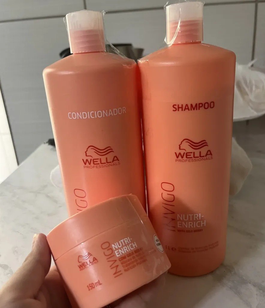 Kit Wella Pro Invigo Nutri Enrich Shampoo 1L + Condixionador 1L + Mascara 150ml