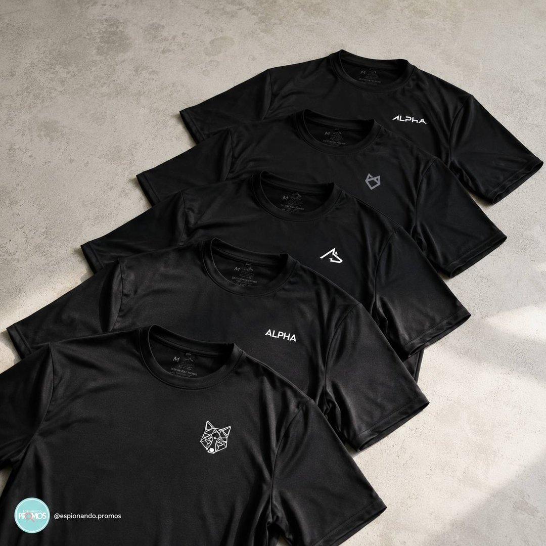 Kit 5 Camisetas Dry All Black Alpha